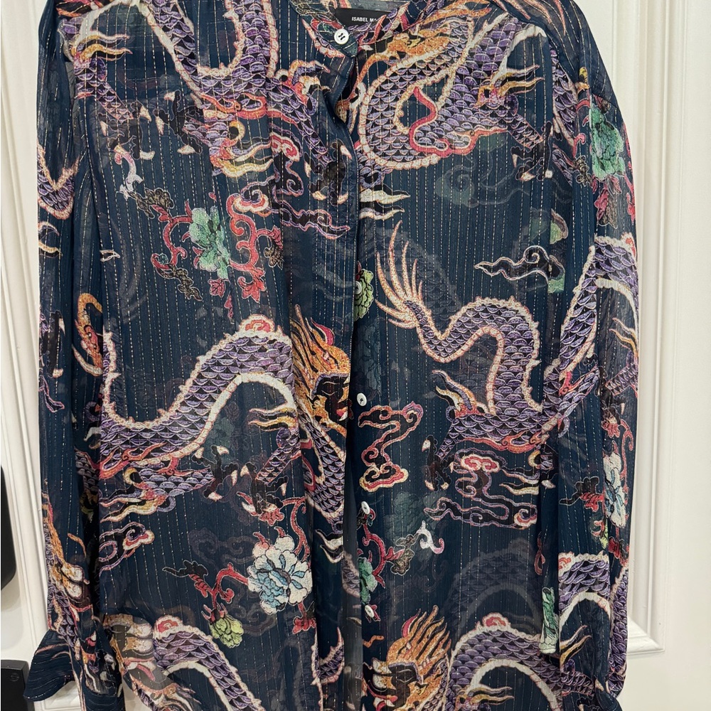 Isabel Marant Multicolor Dragon Print Blouse